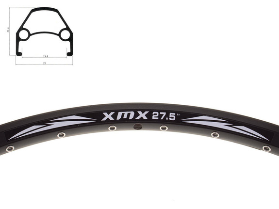 Obręcz aluminiowa XMX 27,5" DISC YKL-D23 36-otworów czarna nitowana