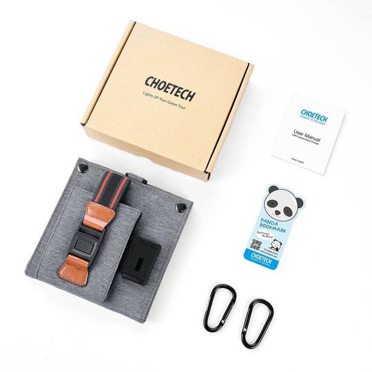 Rozkładana podróżna ładowarka solarna słoneczna fotowoltaiczna 14W z USB 5V / 2,4A panel słoneczny szary Choetech SC004