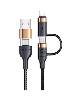 Kabel pleciony USAMS U62 2xUSB-C/USB-A /lightning 1,2m PD Fast Charge czarny/black SJ483USB01