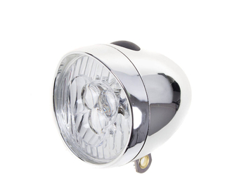 Lampa przednia XC Light -764B Retro 3 diody LED, zasilane 3x AAA, srebrna