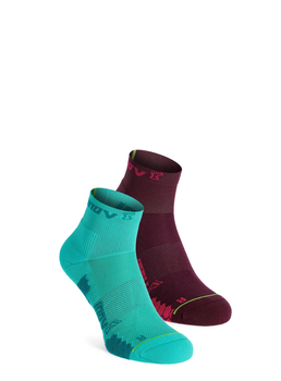 Skarpety inov-8 TrailFly Sock Mid. Zielono-fioletowe. Dwupak.