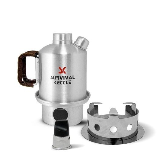 Aluminiowa Kuchenka czajnik turystyczny Survival Kettle Half srebrna - zestaw