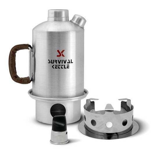 Aluminiowa Kuchenka czajnik turystyczny Survival Kettle srebrna - zestaw