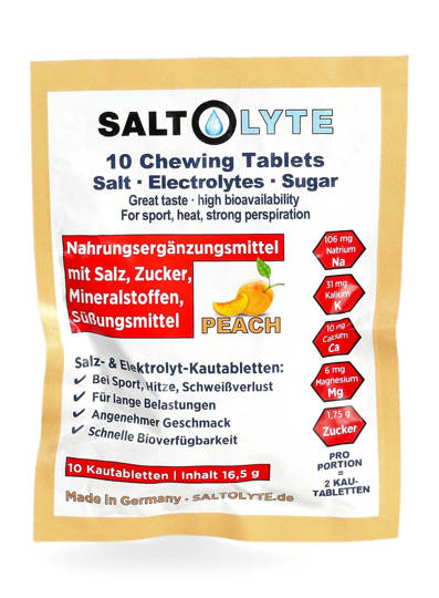 Elektrolityczne tabletki Saltolyte Chewing - 10szt - Broskwiniowy