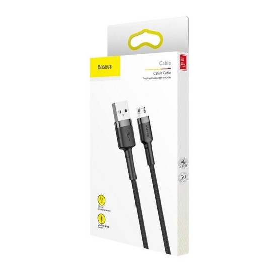 Kabel USB do Micro USB Baseus Cafule 2.4A 0.5m (szaro-czarny)