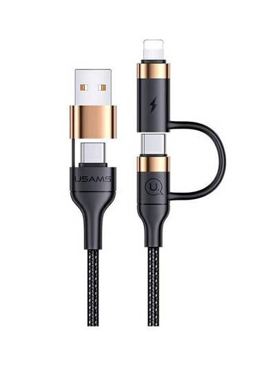 Kabel pleciony USAMS U62 2xUSB-C/USB-A /lightning 1,2m PD Fast Charge czarny/black SJ483USB01