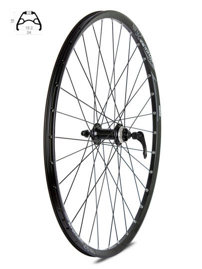 Koło przód 26" Disc piasta Shimano HB-TX505 Center Lock, obręcz Rodi Excalibur XC czarna - szprychy czarne