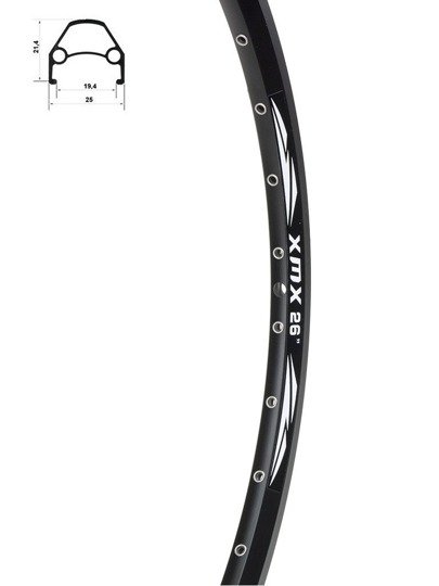 Obręcz aluminiowa XMX 26" DISC YKL-D23 36-otworów czarna nitowana